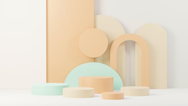 3d render abstract display podium platform for  product presentation and advertising. Minimal scene backdrop with clean design. Vacant pedestal for mock up. Empty stage with pastel color for cosmetic. photo