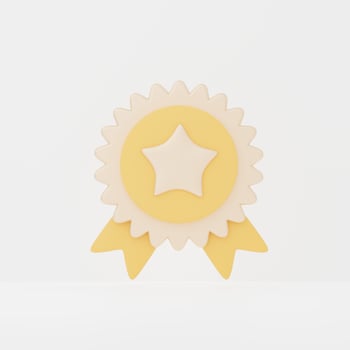 3d rendering of Winner Medal Award icon on clean background for mock up and web banner. Cartoon interface design. minimal metaverse concept. photo