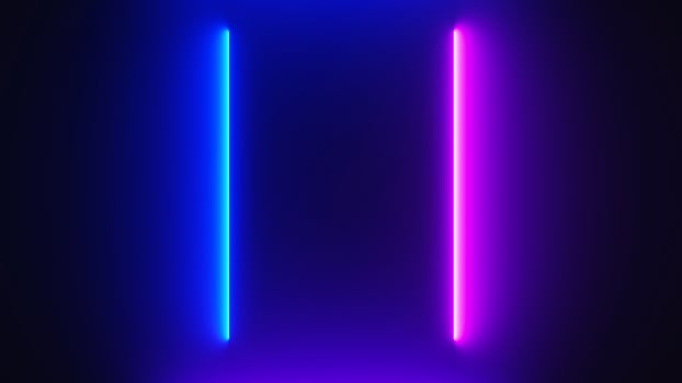 3d render of flash neon and light glowing on dark scene. Speed light moving lines. High fast  motion blur. Technology internet of future network. Sci fiction of hyperspace interstellar travel. photo