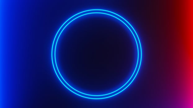 3d render of flash neon and light glowing on dark scene. Speed light moving lines. photo