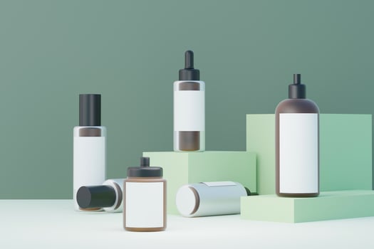 3d render of blank cosmetics skincare product or packaging for mock up. Beauty soap and spa concept. Lotion oil moisture for skin health. Premium and luxury design for branding. photo
