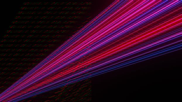 3d render of flash neon and light glowing on dark scene. Speed light moving lines. photo