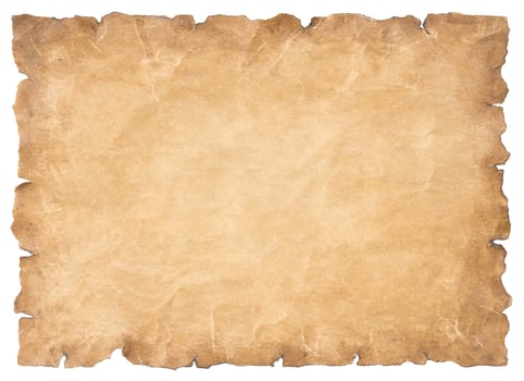 old parchment paper sheet vintage aged or texture isolated on white background photo