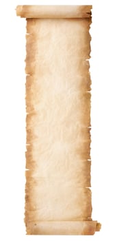 old parchment paper scroll sheet vintage aged or texture isolated on white background photo