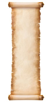 old parchment paper scroll sheet vintage aged or texture isolated on white background photo
