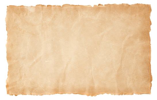 old parchment paper sheet vintage aged or texture isolated on white background photo