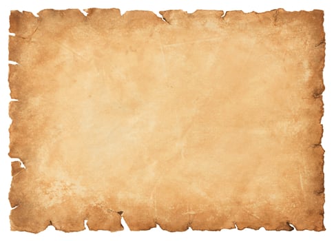 old parchment paper sheet vintage aged or texture isolated on white background photo