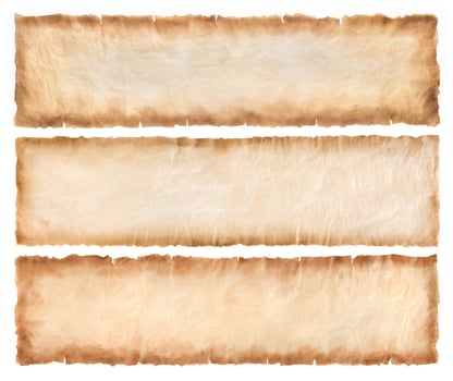 collection set old parchment paper sheet vintage aged or texture isolated on white background photo
