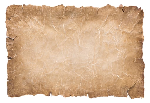 old parchment paper sheet vintage aged or texture isolated on white background photo