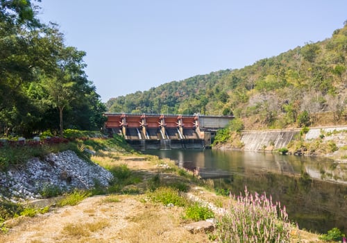 The large gate of the impounding dam for the irrigation system. photo