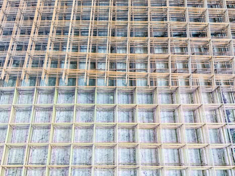 Closeup of the  reinforcement steel mat. photo