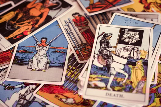 Tarot Cards with Cards of Bad Meaning. photo