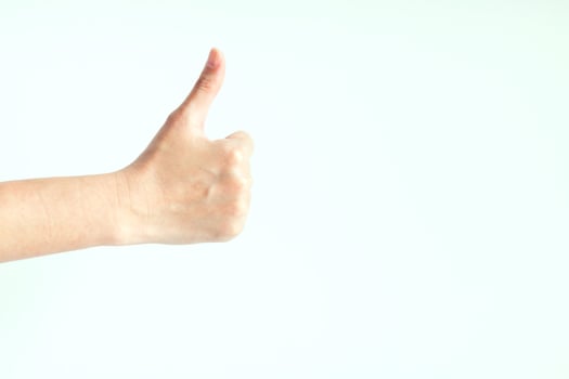 Hand signs showing thumb up. photo