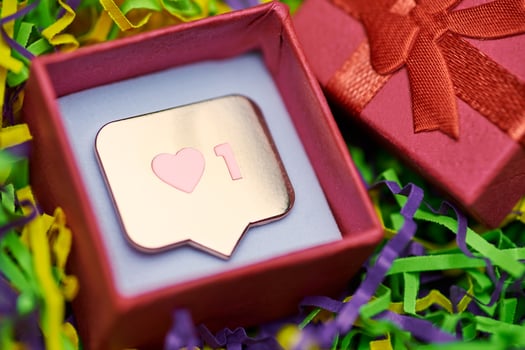 Like symbol in red gift box photo