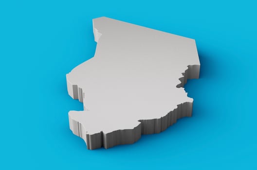Chad 3D map Geography Cartography and topology Sea Blue surface 3D illustration photo