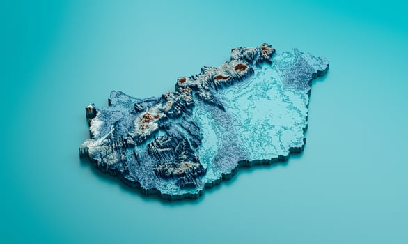 Topographic Hungary Map Hypsometric Hungary Elevation tint Spectral Shaded relief map 3d illustration photo