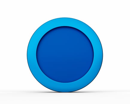 Blue button isolated on white Blue circle Empty label round sticker, price tags Abstract background 3d illustration photo