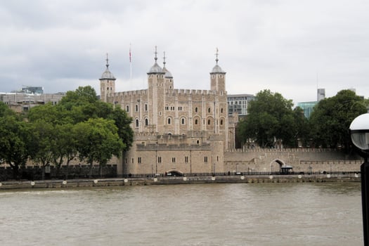 A view of the Tower of London in May 2023 across the river thames photo