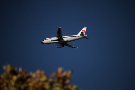 London in the UK in November 2020. A view of a plane passing over Richmond Park photo