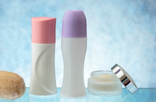deodorant on blue background. photo