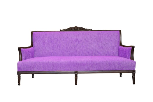 violet sofa isolated on white background photo