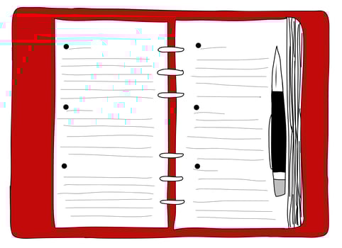 Hand Drawn  , Notebook red photo
