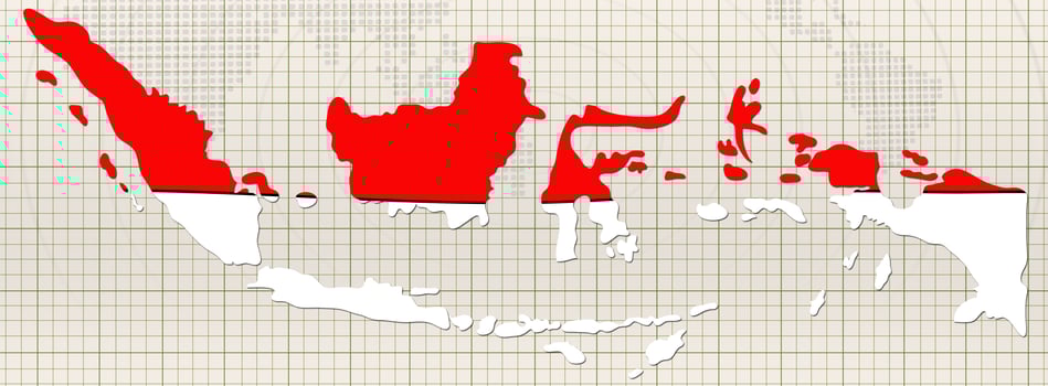 hand drawn Flag and map of Indonesia photo