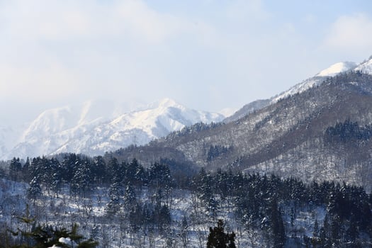 snow covered mountain in Takayama japan photo