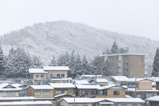 View of the city takayama in Japan in the snow photo