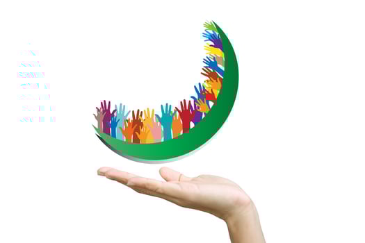 Concept of environment protection - hands and eco photo