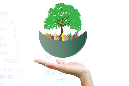 Concept of environment protection - hands and eco photo