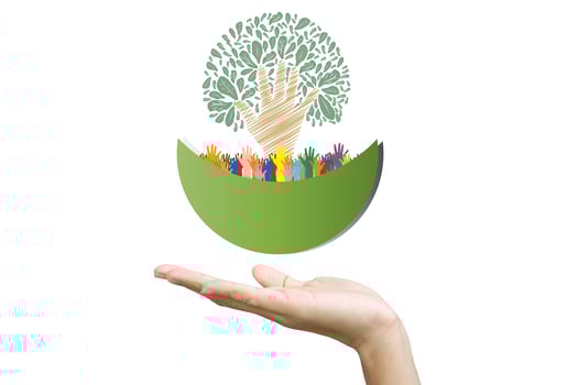 Concept of environment protection - hands and eco photo