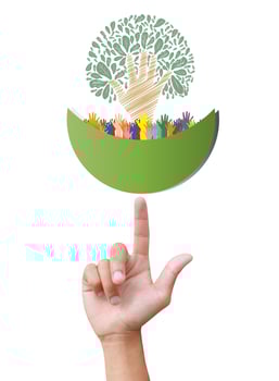 Concept of environment protection - hands and eco photo