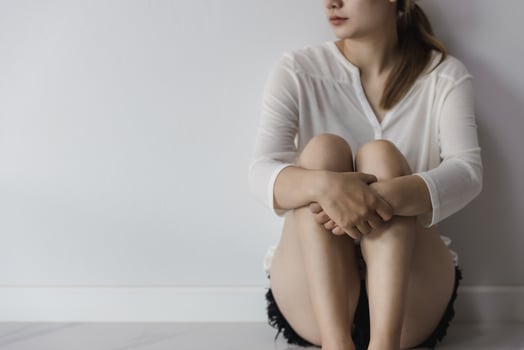 Frustrated confused female feels unhappy problem in personal life quarrel break up with boyfriend, violence against women, domestic violence. photo