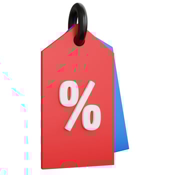 3d rendering sales tag percent isolated photo