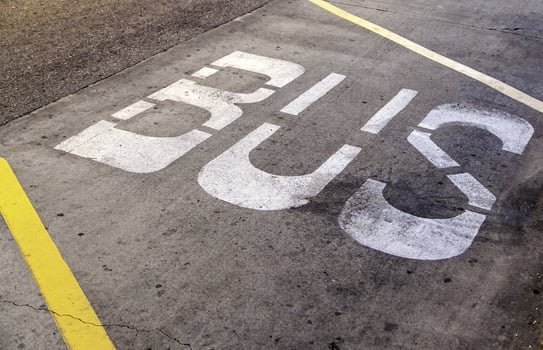 Bus sign on the asphalt photo