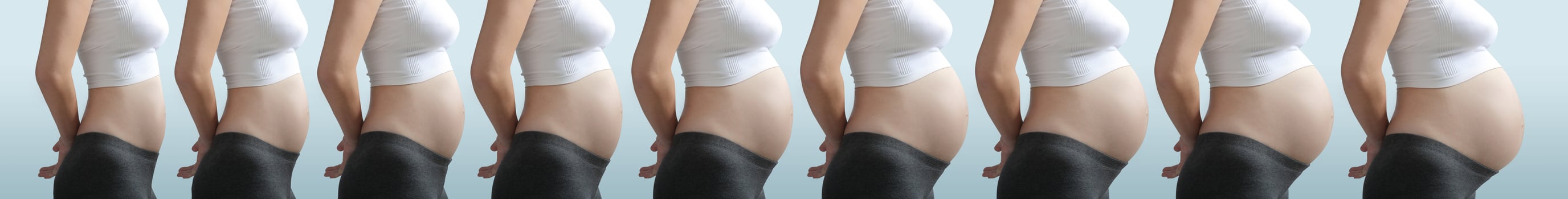 Nine months of pregnancy with the growth of the unborn child photo