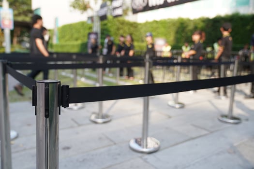 Focus barricade, stainless pole and black tape. photo