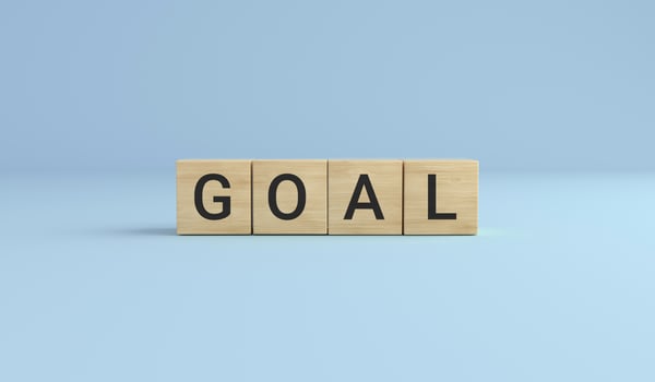 Goal word made with wooden cube blocks. photo