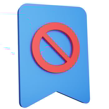 3d rendering bookmark with prohibition sign isolated photo
