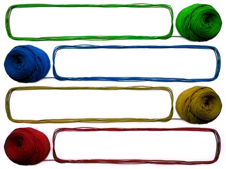 four of knitting yarn on white background photo