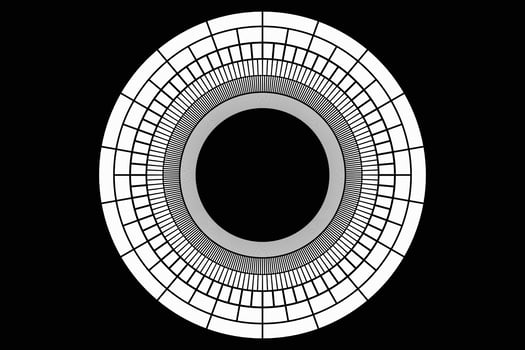 3D rendering  white round fractal, portal on black isolated background photo