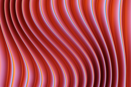 3d illustration of a stereo red  strip . Geometric stripes similar to waves. Abstract  yellow glowing crossing lines pattern photo