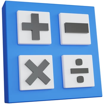 3d rendering calculator with four buttons isolated photo
