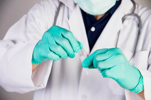 Doctor doing rapid antigen test Covid -19 self repid test set photo