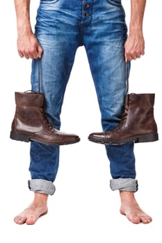 Male legs and leather boots photo