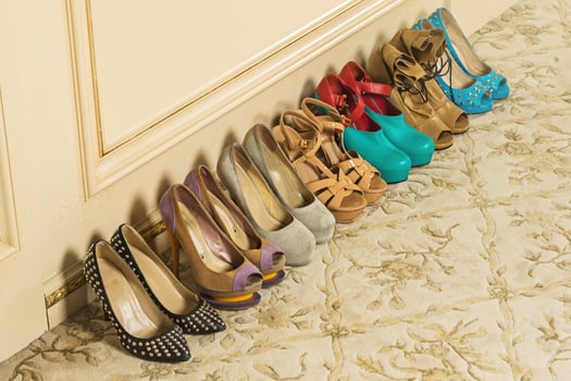 Different female shoes on high heels photo
