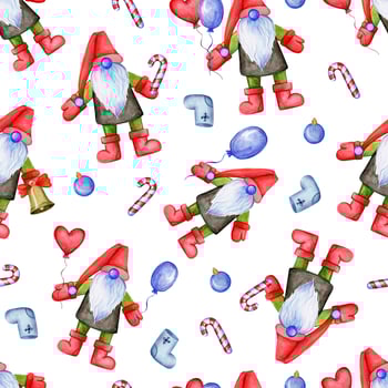 Festive Christmas pattern with gnomes photo