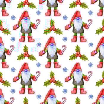 Festive Christmas pattern with gnomes photo
