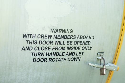 Danger warning sign decal on an old aircraft photo